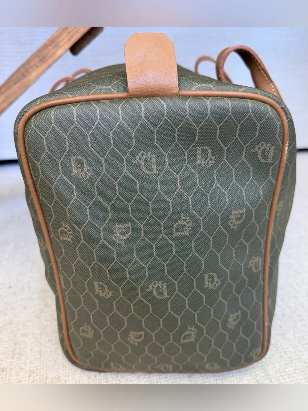 CHRISTIAN DIOR Vintage Honeycomb Monogram Boston Weekender Travel Bag Pristine